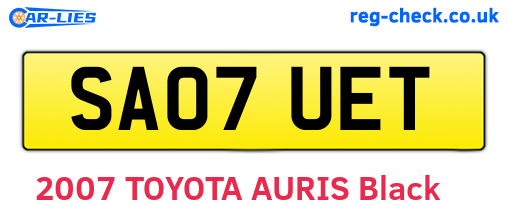 SA07UET are the vehicle registration plates.