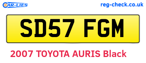 SD57FGM are the vehicle registration plates.