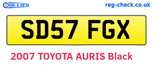 SD57FGX are the vehicle registration plates.