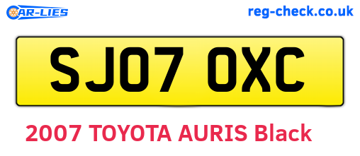 SJ07OXC are the vehicle registration plates.