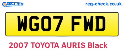 WG07FWD are the vehicle registration plates.