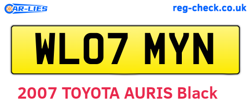 WL07MYN are the vehicle registration plates.