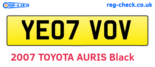 YE07VOV are the vehicle registration plates.