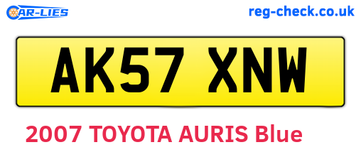 AK57XNW are the vehicle registration plates.
