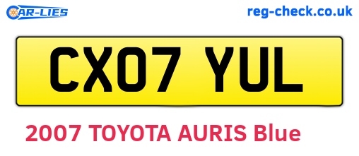 CX07YUL are the vehicle registration plates.