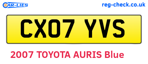 CX07YVS are the vehicle registration plates.