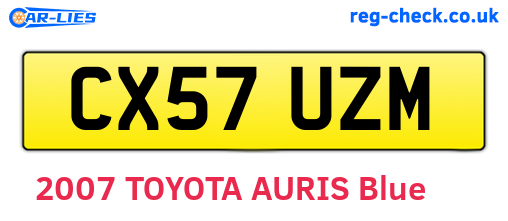 CX57UZM are the vehicle registration plates.
