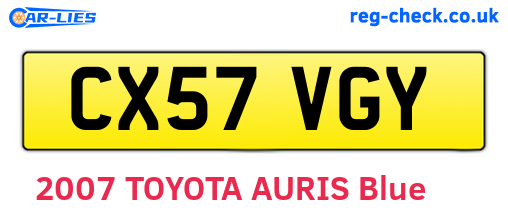 CX57VGY are the vehicle registration plates.