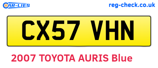 CX57VHN are the vehicle registration plates.