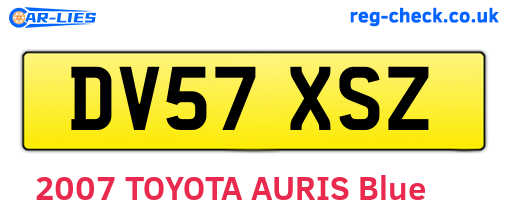 DV57XSZ are the vehicle registration plates.