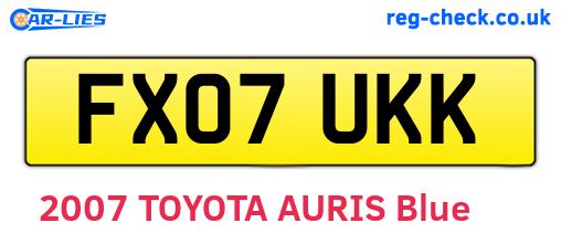 FX07UKK are the vehicle registration plates.