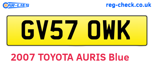 GV57OWK are the vehicle registration plates.