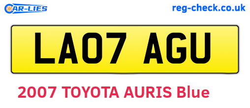 LA07AGU are the vehicle registration plates.