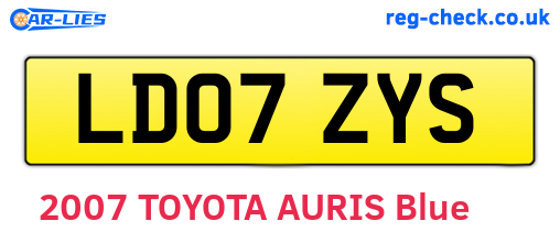 LD07ZYS are the vehicle registration plates.