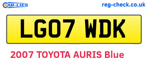 LG07WDK are the vehicle registration plates.