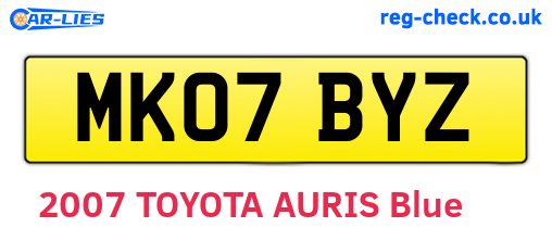 MK07BYZ are the vehicle registration plates.