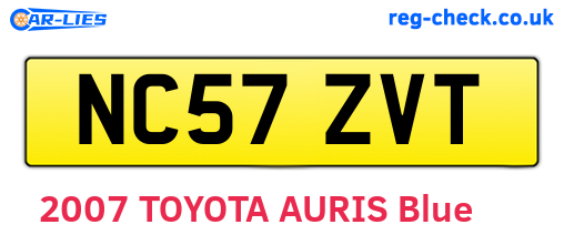 NC57ZVT are the vehicle registration plates.