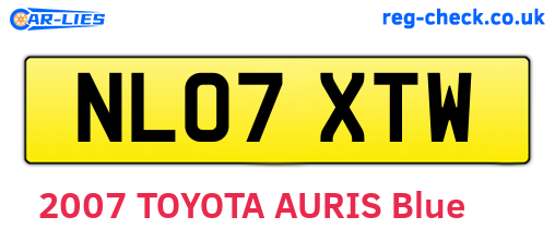 NL07XTW are the vehicle registration plates.