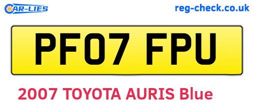 PF07FPU are the vehicle registration plates.