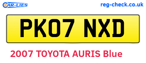 PK07NXD are the vehicle registration plates.