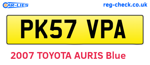 PK57VPA are the vehicle registration plates.