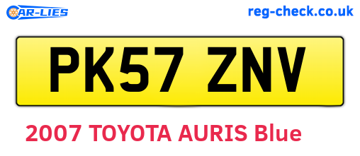 PK57ZNV are the vehicle registration plates.