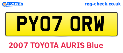 PY07ORW are the vehicle registration plates.