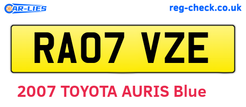 RA07VZE are the vehicle registration plates.