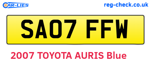 SA07FFW are the vehicle registration plates.