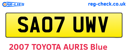 SA07UWV are the vehicle registration plates.