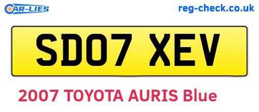 SD07XEV are the vehicle registration plates.