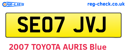 SE07JVJ are the vehicle registration plates.