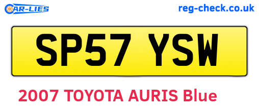 SP57YSW are the vehicle registration plates.