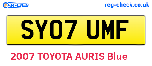 SY07UMF are the vehicle registration plates.