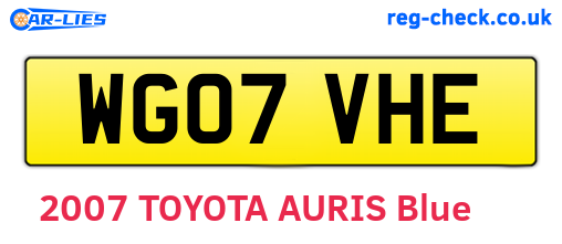 WG07VHE are the vehicle registration plates.