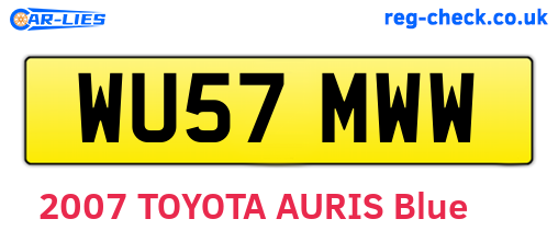 WU57MWW are the vehicle registration plates.