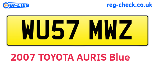 WU57MWZ are the vehicle registration plates.
