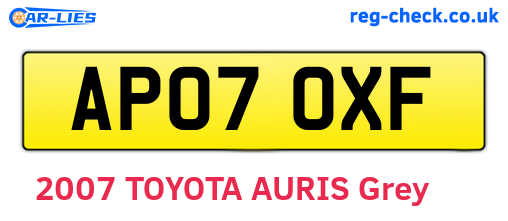 AP07OXF are the vehicle registration plates.