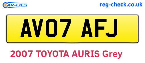 AV07AFJ are the vehicle registration plates.
