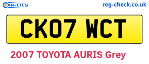 CK07WCT are the vehicle registration plates.