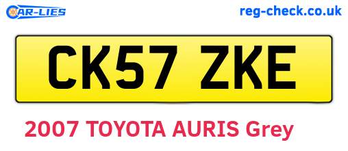 CK57ZKE are the vehicle registration plates.