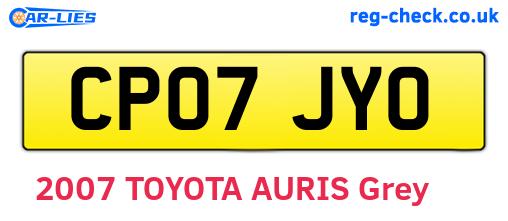 CP07JYO are the vehicle registration plates.