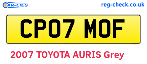 CP07MOF are the vehicle registration plates.
