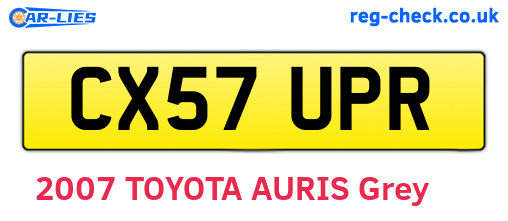 CX57UPR are the vehicle registration plates.