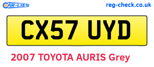 CX57UYD are the vehicle registration plates.