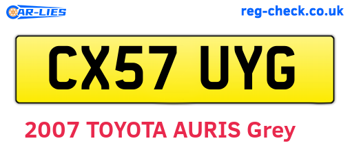 CX57UYG are the vehicle registration plates.