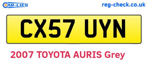 CX57UYN are the vehicle registration plates.
