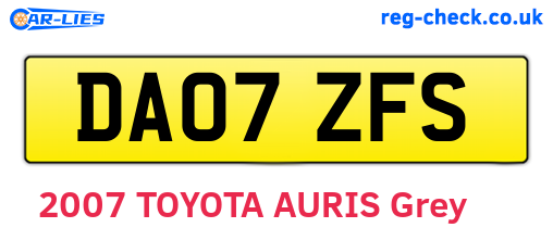 DA07ZFS are the vehicle registration plates.