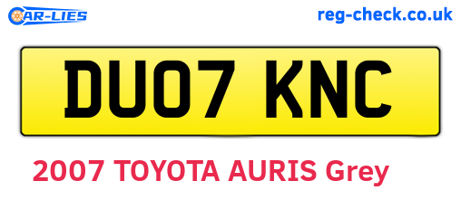 DU07KNC are the vehicle registration plates.