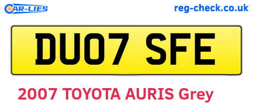 DU07SFE are the vehicle registration plates.